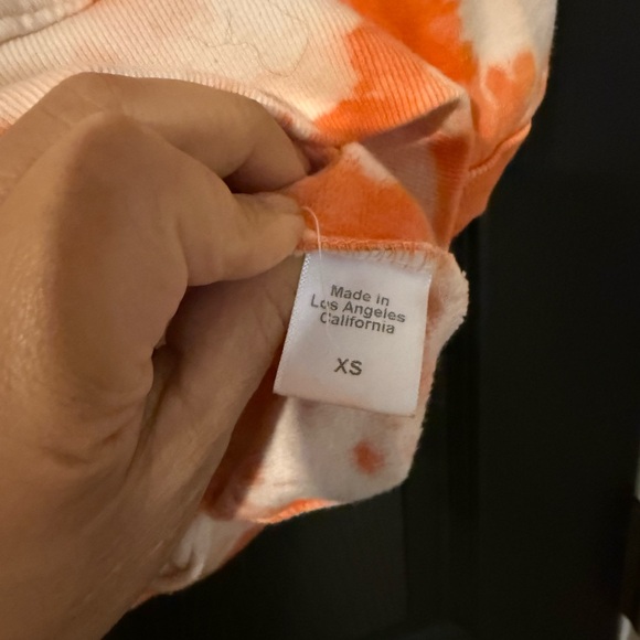 Clare V Orange and White Tie-Dye Short Sleeve Top - Picture 5 of 8